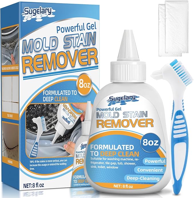 Sugelary Mold Stain Cleaner Gel, 8 Fl oz All-Purpose Gel for Home Use on Washing Machine Gasket, Bathroom Grout, Sink, Shower, Caulk, and Front Loader Seal
