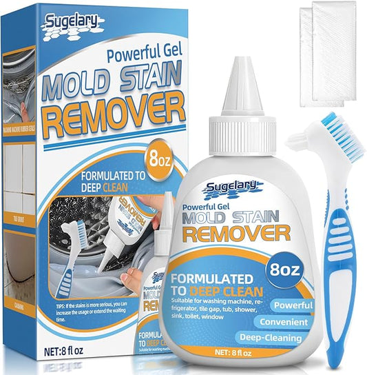 Sugelary Mold Stain Cleaner Gel, 8 Fl oz All-Purpose Gel for Home Use on Washing Machine Gasket, Bathroom Grout, Sink, Shower, Caulk, and Front Loader Seal