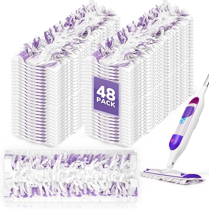 AIR U+ 48 Pack Disposable Power Mop Pads Refills for Swiffer Power Mop, Unscented 14-Layer Thickened Multi-Surface Replacement Mopping Refills Pads for Floor Surface Cleaning