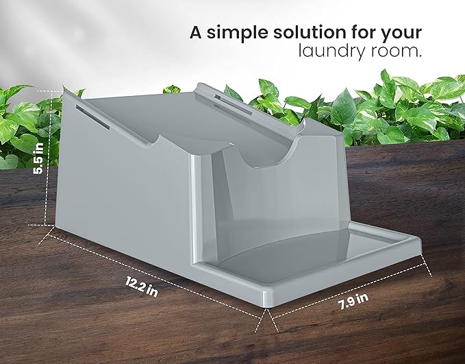 TidyFriend Liquid Laundry Detergent Holder Stand with Drip Tray & Rubber-Grip Feet, Stand for Laundry Room Organization and Storage, Fabric Softener Dispenser with Cup Holder for Easy Pouring (Grey)