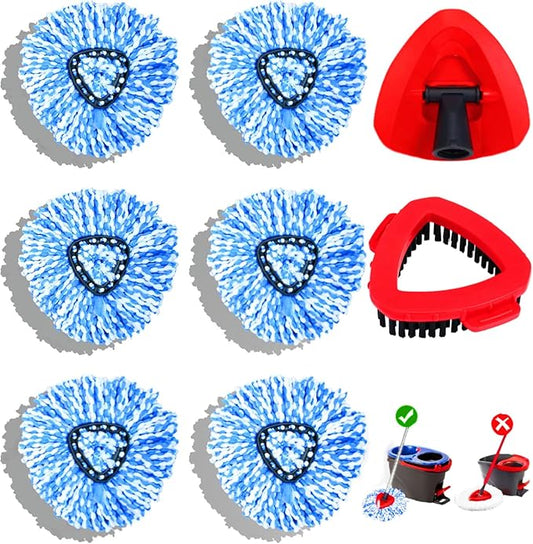 8 Pack Spin Mop Replacement Head for O-Ceda RinseClean 2 Tank System,Spin mop Scrub Brush,Microfiber Mop Refills, Machine Washable, Machine Washable for Bathroom,Kitchen,Tub and Tile (C)