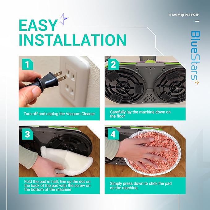 BlueStars 8 Pack Spinwave Replacement Mop Pads Compatible with Bissell Spinwave 2124 2039A 2039 2307 23157 20391 20399 Hard Floor Mop Cleaners - 8 Heavy Scrub Pads (Orange) - Washable & Reusable