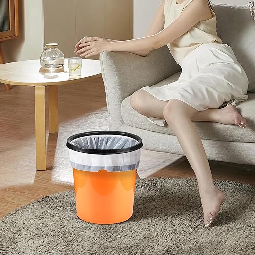 Plastic Small Trash Can Wastebasket - Garbage Can Basket for Bathrooms - Laundry Room, Kitchens, Offices, Kids Rooms, Dorms - Orange