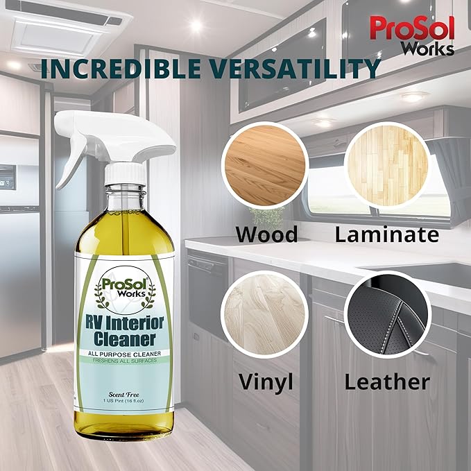 RV Interior Cleaner 16 oz - Camper All Purpose Cleaner for RVs, Toilet, Countertops, Flooring, Upholstery, Fabric, Leather & More - Natural Clean - Safe on All Surfaces