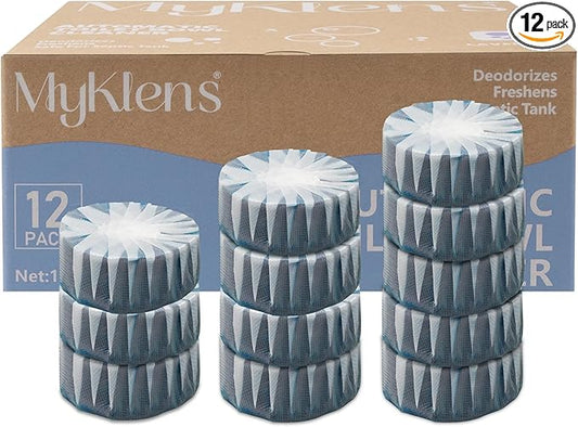 Toilet Bowl Cleaner Tablets, Automatic Toilet Tank Cleaner for Deodorizing & Descaling, Long-Lasting with Sustained Release Technology for Bathroom Cleaners, Blue, 12 Packs