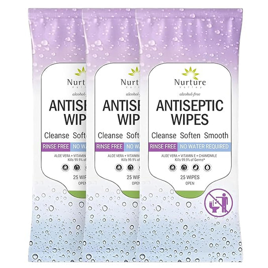 Nurture XL Antibacterial Body & Hand Wipes | Alcohol-Free Antiseptic Wet Sanitizer Towelettes for Germ Removal, Disinfecting Skin, Sanitizing Hands |Cleaning Cloths | Adults & Baby | Thick & Strong