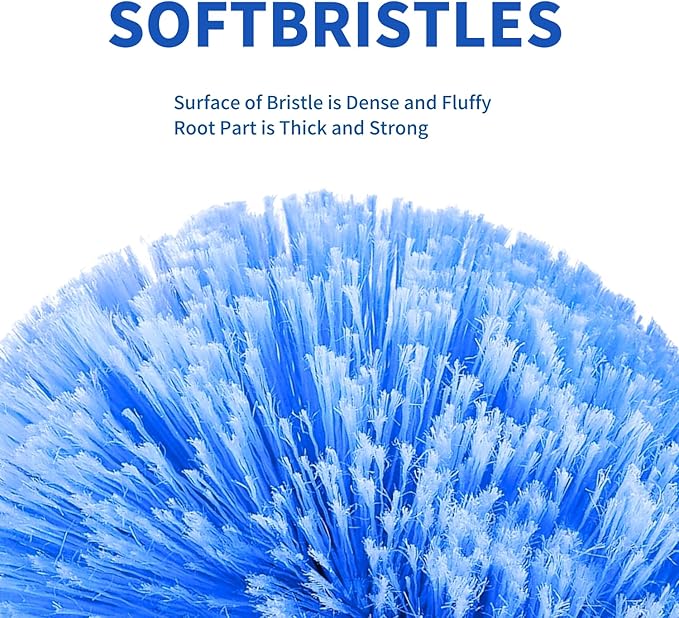 4 Pack Screw on Webster Cobweb Duster Head for Pole,Spider Web Remover Brush, Cobweb Duster Head Attachment,Fits Standard 3/4 inch Threaded Poles(Big, Blue)