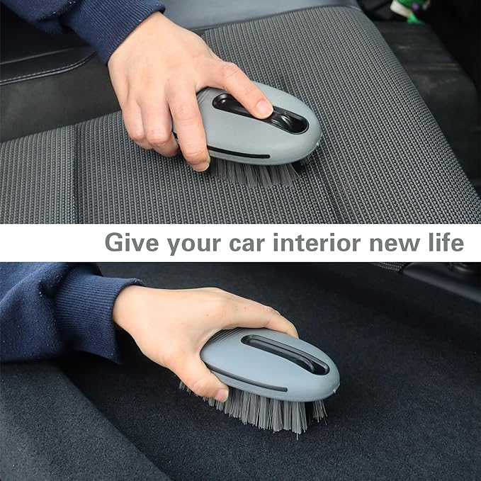 Carpet and Upholstery Cleaning Brush,Carpet Scrubber Stiff Bristle Detailing Scrub Brushes,Interior Leather Brush for Car and Home (Gray)