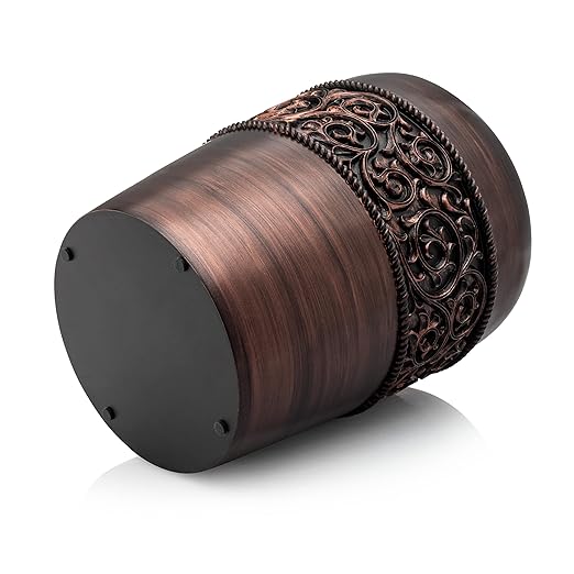 Essentra Home Small Trash Can – Decorative Bronze Wastebasket Ideal for Bathroom, Bedroom or Office – Garbage Can with 2.2 Gallon Capacity – Bronze Collection