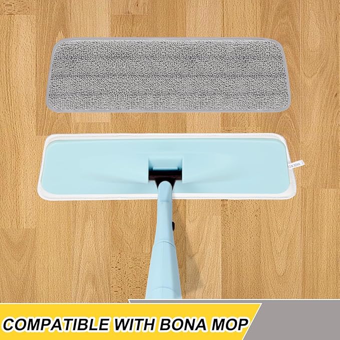 6 Pack 16.5 inch Reusable Mop Pads Microfiber Spray Mop Replacement Heads for Wet/Dry Mops Compatible with Bona Floor Care System