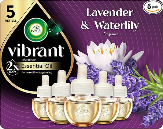 Air Wick Plug in Scented Oil Refill, 5ct, Lavender & Waterlily, Air Freshener, Essential Oils