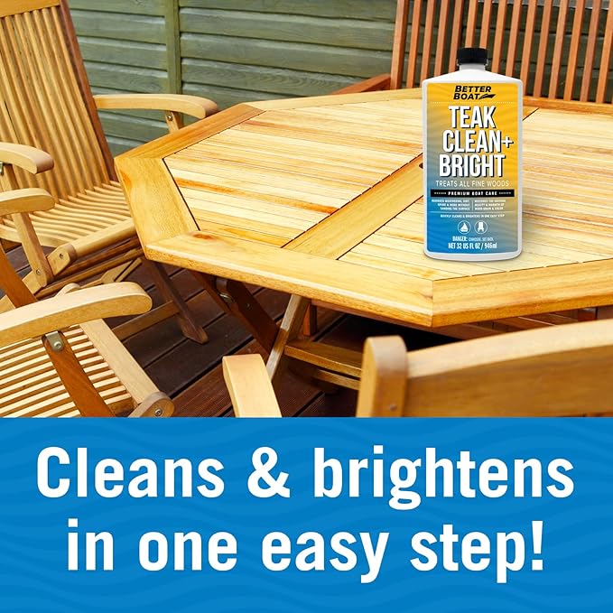 Teak Cleaner and Brightener for Wood, Teak Oil or Sealer for Boats, Indoor Furniture, Shower Stools, and Outdoor Wood Furniture Restorer for Stains