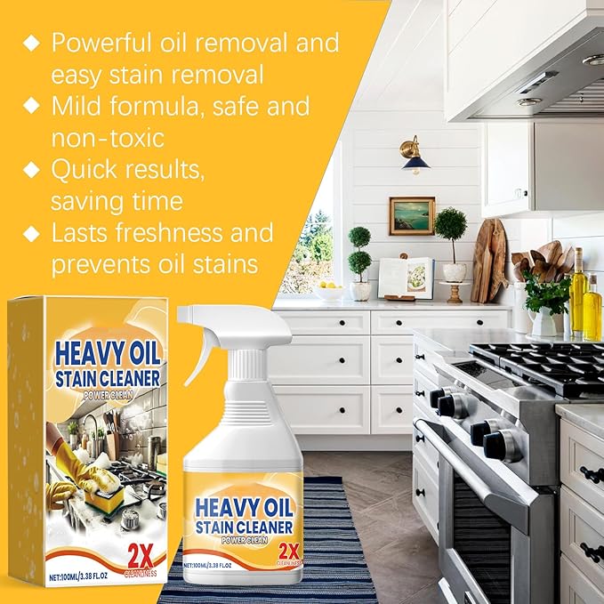 Kitchen Heavy Oil Stain Remover Spray, Power Clean Formula, 2 Pack