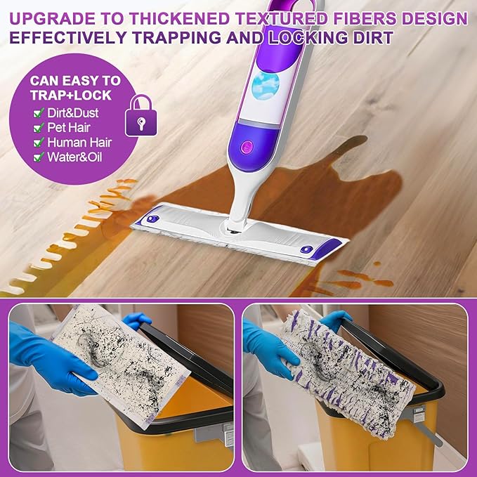 20 Count Disposable Mop Pad Refills for Swiffer Power Mop,Includes 10 Ultra-fine Fiber Mop Pads and 10 Super Absorbent Mop Pads,Compatible with Swiffer Power Mop，Replacement Mop Pad for Floor Cleaning