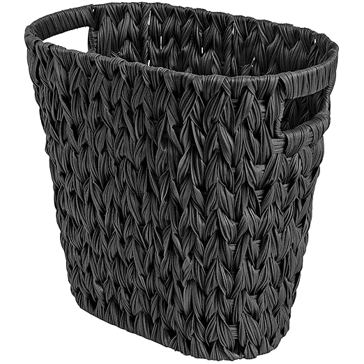 GRANNY SAYS Wicker Waste Basket, Waterproof Bathroom Trash Can, Decorative Boho Waste Baskets with Handles, Waste Basket for Bedroom, Office, 19 Liters/5 Gallons