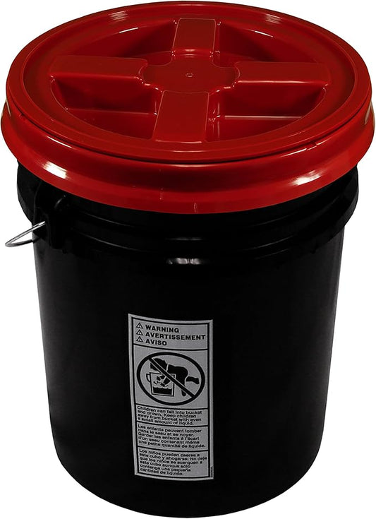 Black 5 Gallon 90 mil Bucket with Gamma Seal Lid (Red)