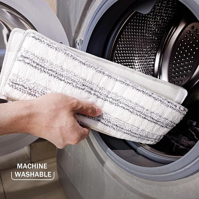 Mop and Bucket Set, Flat Mop and Bucket System with Separate Dirty and Clean Water, 3-Compartment Wall Cleaner Mop, Flat Mops for Floor Cleaning with 6 Microfiber Pads