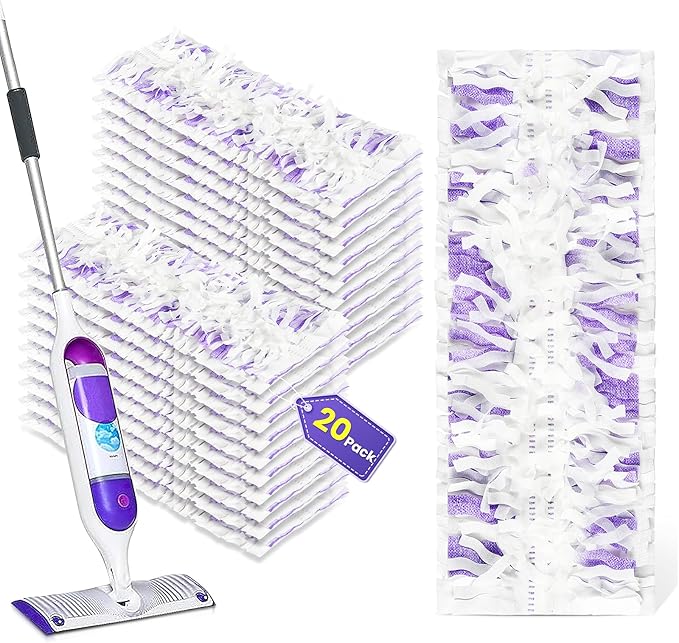 20 Count Disposable Mopping Pad Refills for Swiffer Power Mop Pads Refills, Unscented Spray Cleaning Repalcement Pads