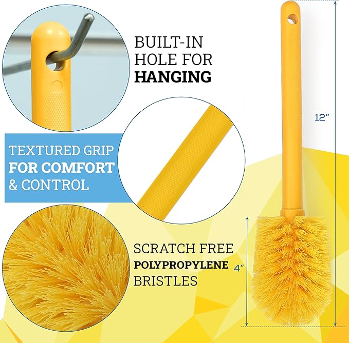 KLEEN HANDLER Goblet Cleaning Brush | Bottle Brush for Cleaning Glasses and Jars, Durable Bristles and Long Handle, (6 Brushes)