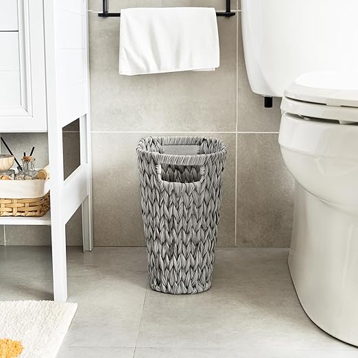 GRANNY SAYS Wicker Waste Basket - Waterproof, Space-Saving, 19L/5Gallon, Bathroom & Bedroom Trash Can
