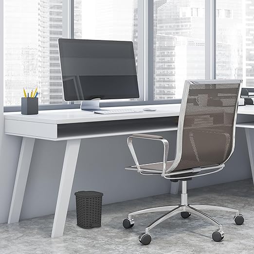 Superio Mini Trash Can with Foot Pedal Small Outdoor Garbage Can with Lid, 1.5 Gallon Plastic Waste Basket for Bathroom, Bedroom, Kitchen, Office, Patio (Wicker Grey 6 QT.)