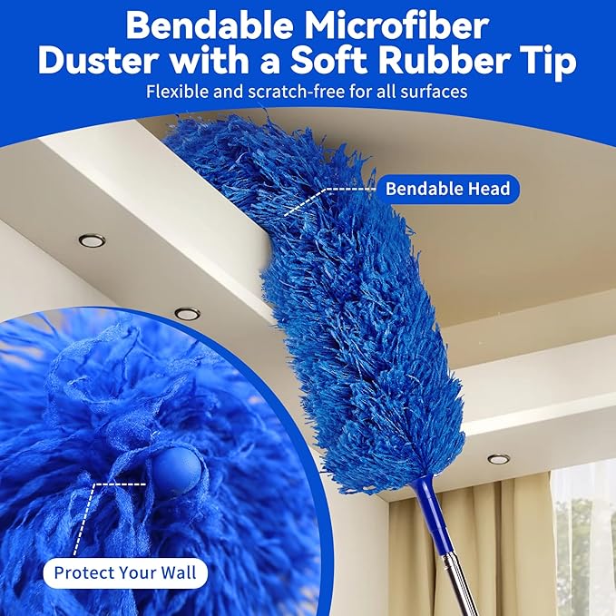 Dusters for Cleaning, Duster with Extension Pole 5 in 1 Kit, Cobweb Duster, Long Dusters for High Ceilings, Microfiber Dusters for Ceiling Fan, Blinds and Furniture