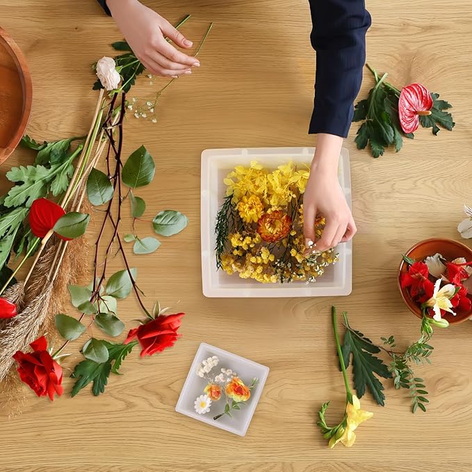 KISREL Large Square Resin Molds, Square Silicone Mold for Epoxy Resin, Large Mold for Flower Preservation, Deep Pour Molds for Furniture Decoration, DIY Wedding Bouquets, Valentine's Day Gifts