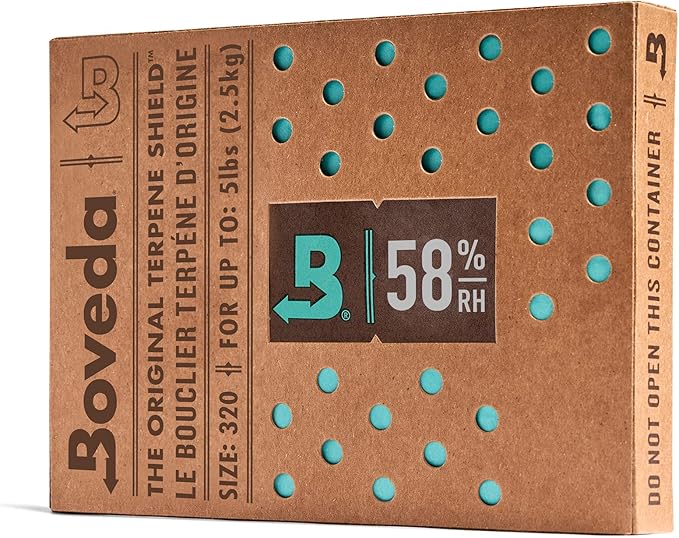 Boveda 58% Two-Way Humidity Control Pack For Storing 5 lb – Size 320 – Single – Moisture Absorber for Storage Containers – Humidifier Pack – Individually Wrapped Hydration Packet