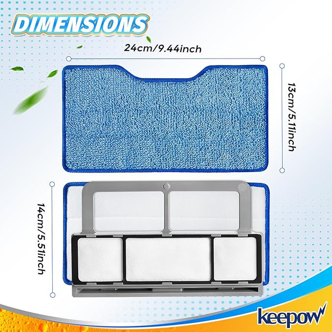 KEEPOW Reusable Mop Replacement Pads Compatible with Shark Vac Mop VM252 VM200 VC205 VM250 VM190 VM200P12, Vacuum Mop Pads Refills for Hardwood Floor with Upgraded Dirt Chamber, Blue, 2+1+1 Pack