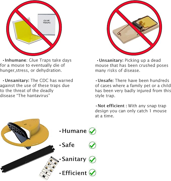 RinneTraps - Flip N Slide Bucket Lid Mouse Trap |2 Pack| |Multi Catch| |Made in USA | US Pat D1,039,648s