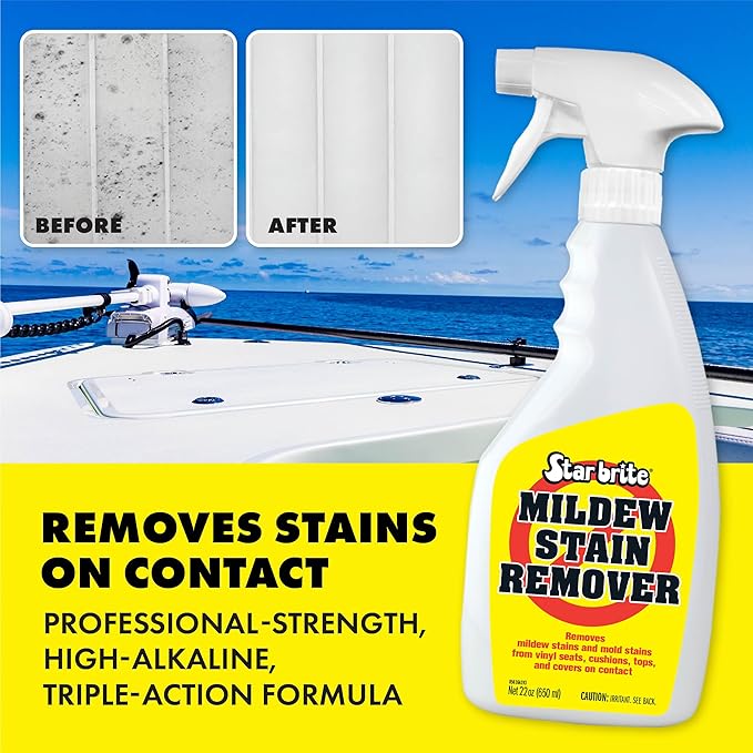 STAR BRITE Mold Stain & Mildew Stain Remover + Cleaner – Lifts Dirt & Removes Mildew Stains on Contact - 22 OZ Spray, clear (085616SS)