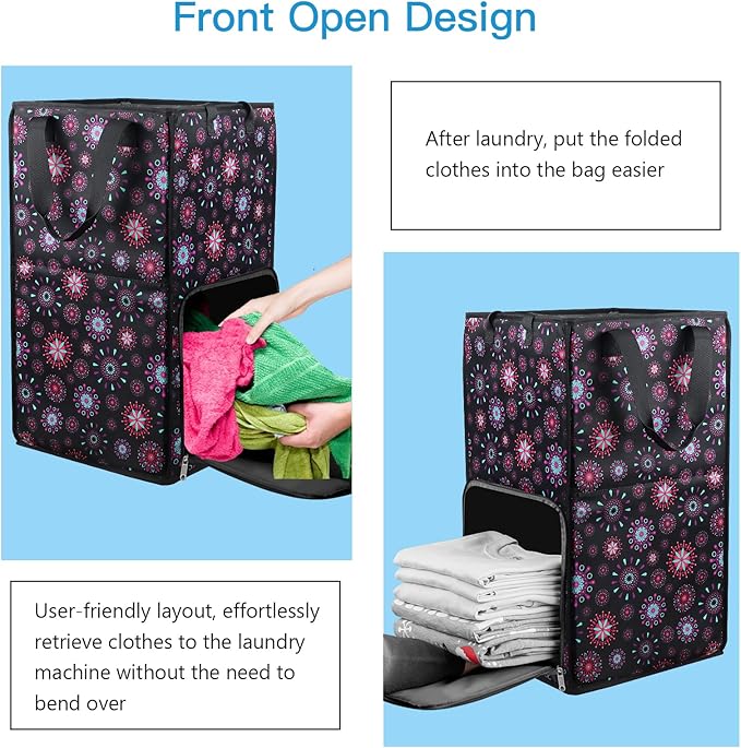 Bukere Laundry Backpack Bag for Women Girls, Extra Large Laundry Basket Hamper for College Dorm Room Essentials, Adjustable Shoulder Straps, Collapsible Freestanding Laundry Bag for Gym, Yacht