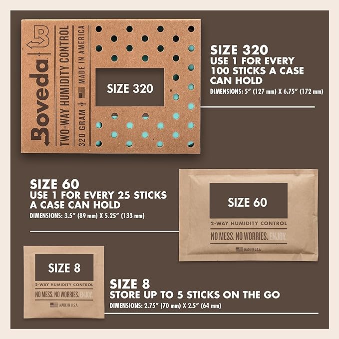 Boveda 69% Two-Way Humidity Control Packs For Plastic & Wood Humidifier Boxes & Zip Lock Bags – Size 60 – 20 Pack – Moisture Absorbers – Humidifier Packs – Hydration Packets in Resealable Bag