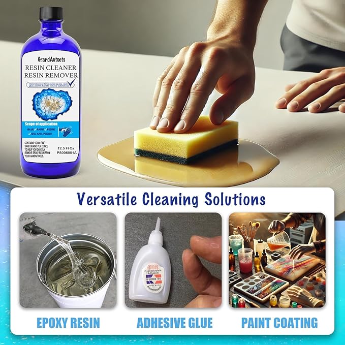 Epoxy Resin Cleaner Remover, Suitable for use by artists and resin workers. Remove uncured resin and glue from the surfaces of tools, molds, etc.