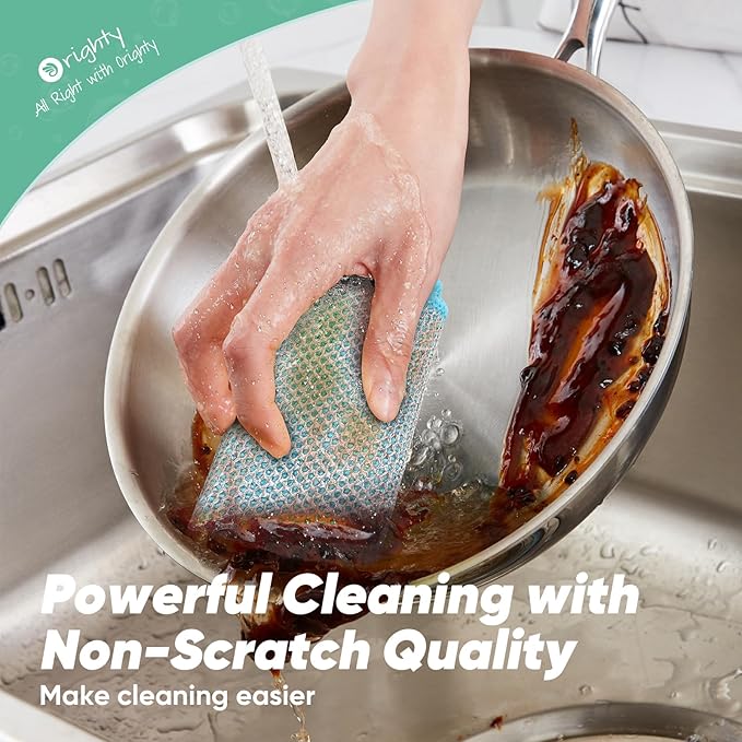 Orighty Multipurpose Wire Dishwashing Rag 24 Pcs, Upgraded Double-Layer Non-Scratch Wire Dish Cleaning Cloths, Kitchen Reusable Steel Scrubber, Powerful Dishcloth Rag for Cookware, Multicolor, 7"x8"