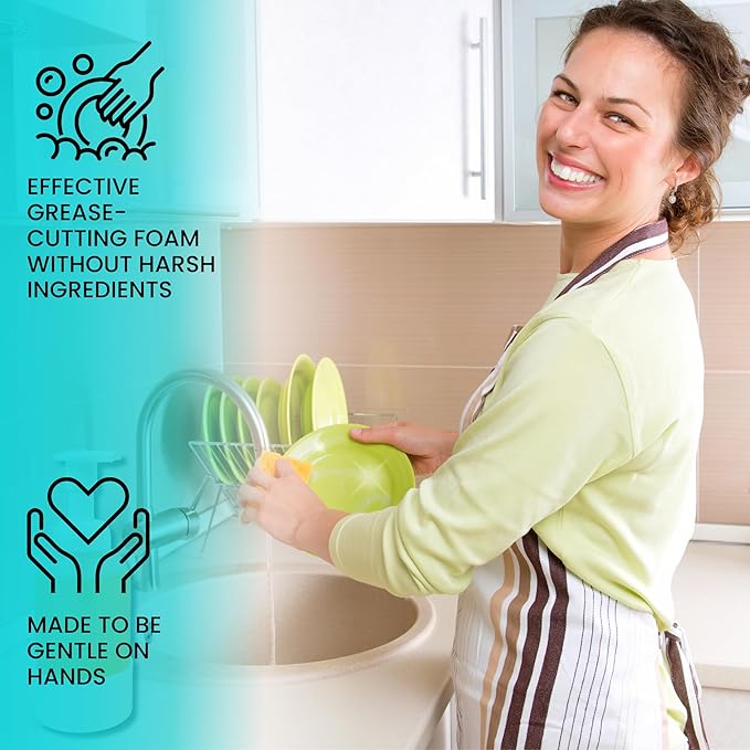 Eco Friendly Foaming Dish Soap Starter Set, Reusable Aluminum Soap Dispenser, 3 Zero Waste, Non Toxic, Concentrated Powder Refills Make 3x12oz (36 oz Total) of Foaming Dish Detergent (Unscented)