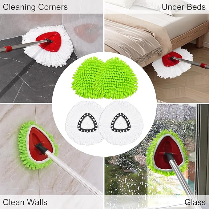 6PCS Mop Heads Replacements for OCedar,3 Microfiber+3 Chenille Spin Mop Refill Replace Head for O Cedar, Dry and Wet for Cleaning All Hard-surfaced Floors