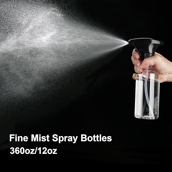 Cosywell Plastic Spray Bottles 12oz/360ml 2 Pack Empty Spray Bottles for Cleaning Misting Spray Bottle for Hair, Essential Oils, Toners Rose Water Cosmetics (Clear)