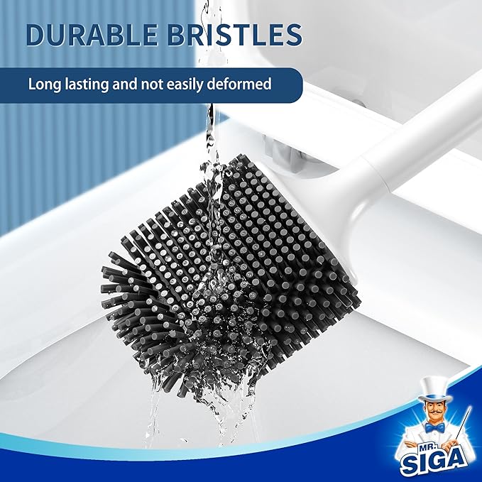 MR.SIGA Toilet Brush and Holder, Wall Mounted Toilet Brush for Bathroom Cleaning, Compact Toilet Brush with Holder Set, White, 1 Pack