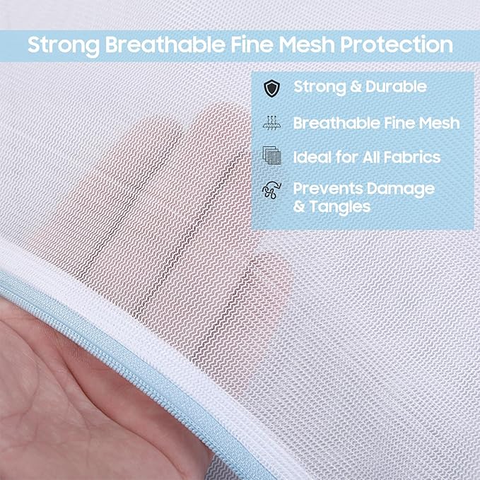 4 Pcs Large Mesh Laundry Bags for Delicates Intimates Lingerie with Zipper 2 Pcs 20” x 24”, 2 Pcs 24” x 24”