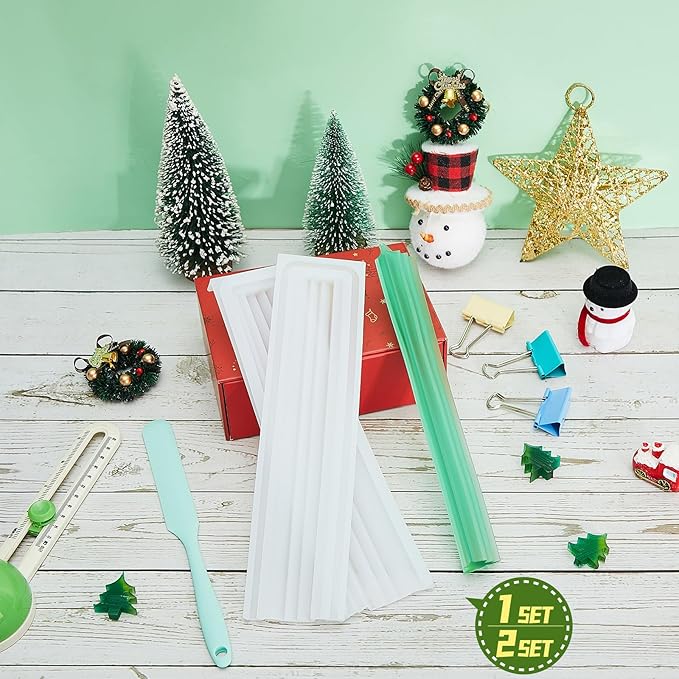 Tessco Heart Shaped Long Tube Silicone Mold Heart Shape Soap Embed Molds Column Making Supplies with Spatula 3 Pcs Binder Clips for Soap Chocolate Candy Cake