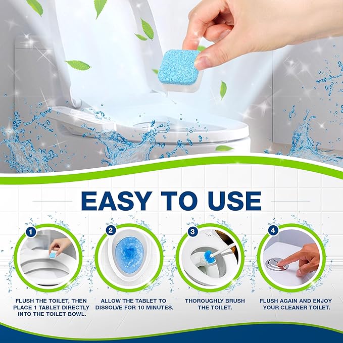 True Fresh Toilet Bowl Cleaner Tablets 24 Pack – Deodorizer & Septic Safe – Deep Cleaning, Odor Eliminator, Stain Remover for Long-Lasting Freshness – Fresh Lemon Scent