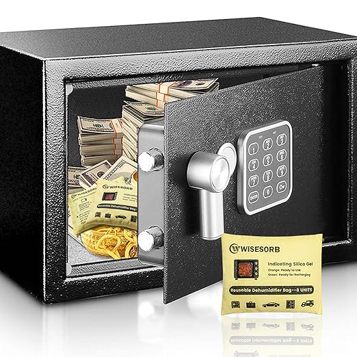 Rechargeable Gun Safe Dehumidifier, 4 Packs 8U Indicating Desiccant Packs with Transparent Window for Storage Reusable Silica Gel Packets Moisture Absorbers Safe Dehumidifier