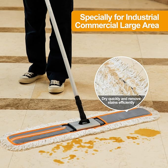 36” Commercial Dust Mop for Hardwood Floor Cleaning, Heavy Duty Push Broom Mop Hotel Company Household Cleaning Supplies for Hardwood, Tiles, Marble,Vinyl Plank Floors Cleaning