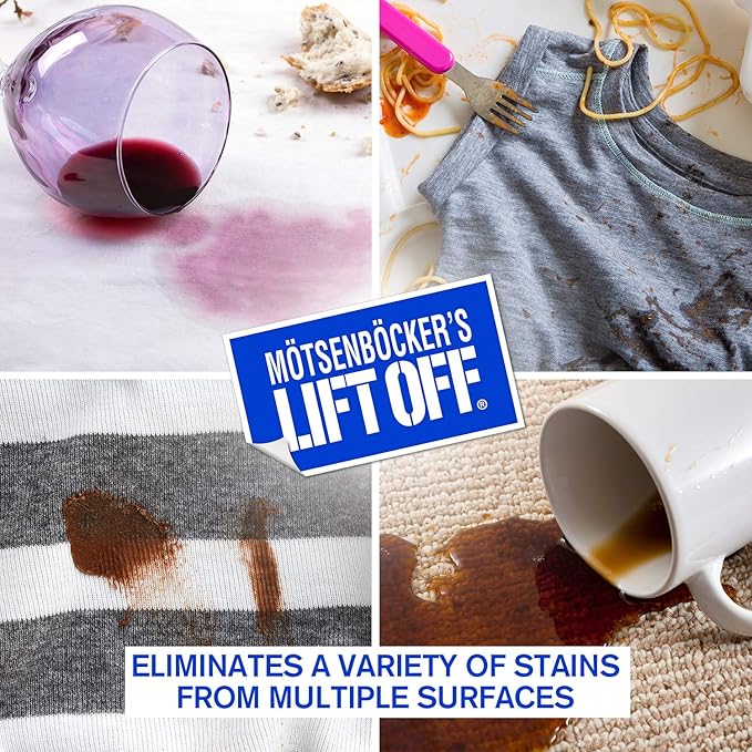 Motsenbocker's Lift Off 40501 Food, Drink, and Pet Stain Remover Spray Eliminates Tough Stains from Multiple Surfaces, Excellent as a Pre-Wash Laundry Treatment, Water-Based, 22 Fl Oz, Pack of 1
