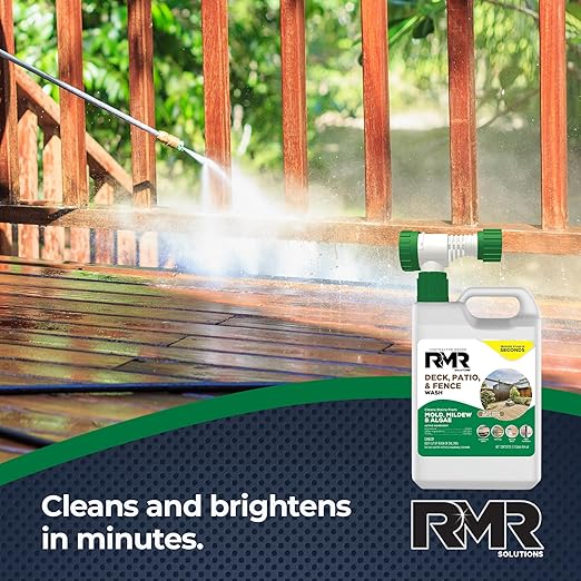RMR Deck, Patio, & Fence Wash - Commercial-Grade Outdoor Stain Remover for Mold, Mildew, and Algae, 64 Ounce Bottle with Hose-End Adapter