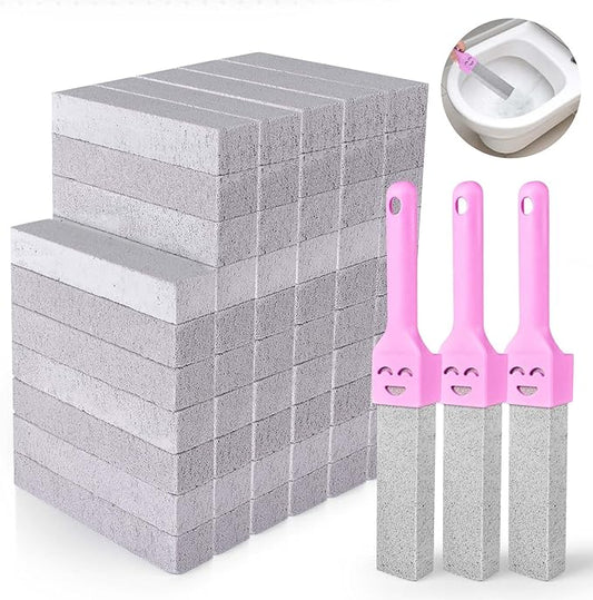 CONLI 60 Pack Pumice Stone with 3 Handle for Toilet Cleaning Bowl, Pumice Stone Toilet Bowl Cleaner Remove Toilet Bowl Hard Water Rings Suitable for Cleaning Toilet Bathroom Kitchen Sink
