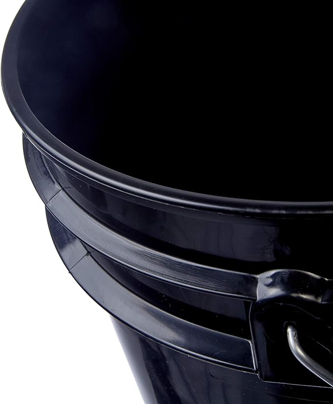 Consolidated Plastics 3.5 Gallon Black Food Grade Buckets + 6 Gamma Seal Lids, BPA Free Container Storage, Durable HDPE Pails, Made in USA (6 Pack)