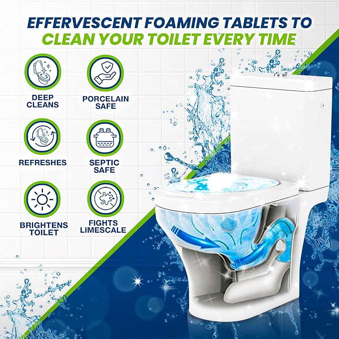 True Fresh Toilet Bowl Cleaner Tablets 24 Pack – Deodorizer & Septic Safe – Deep Cleaning, Odor Eliminator, Stain Remover for Long-Lasting Freshness – Fresh Lemon Scent