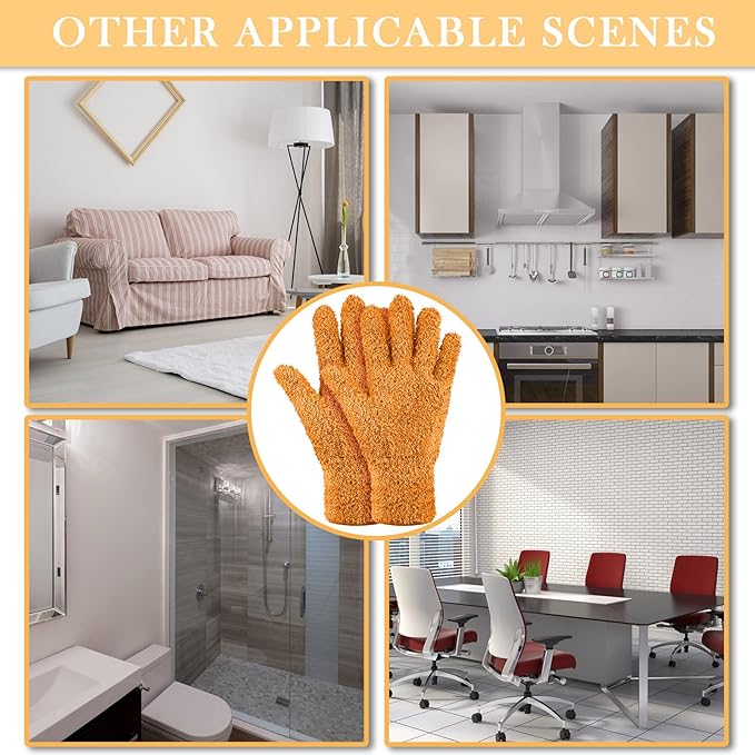 Patelai 3 Pairs Microfiber Plant Dusting Gloves Leaf Cleaning Gloves for Indoor Plants, Blinds, Furniture, House(Small,Orange, Brown, Dark Gray)